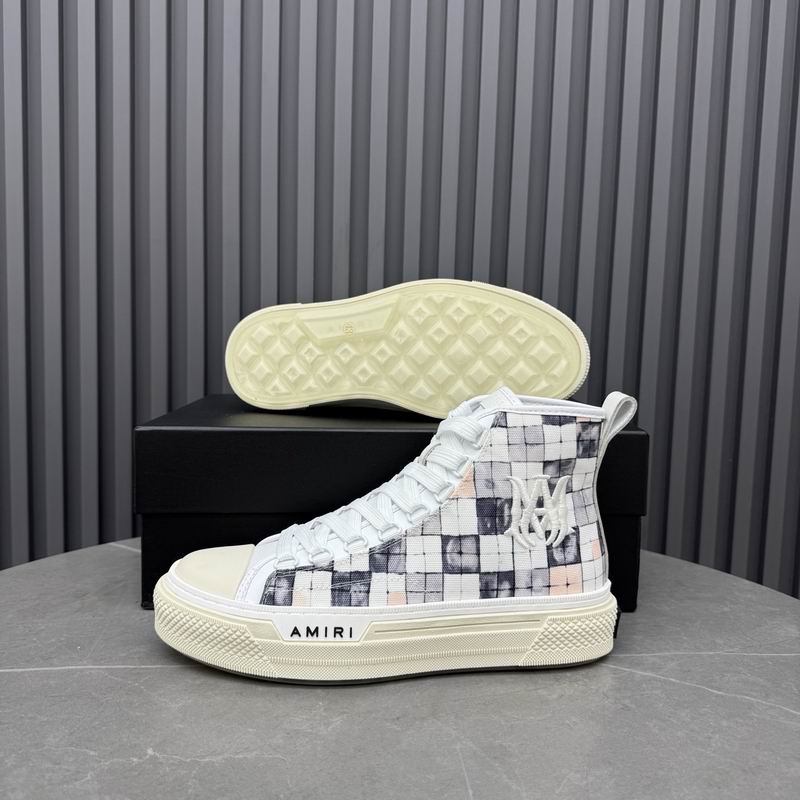 AMIRI White Plaid High-Top Sneakers