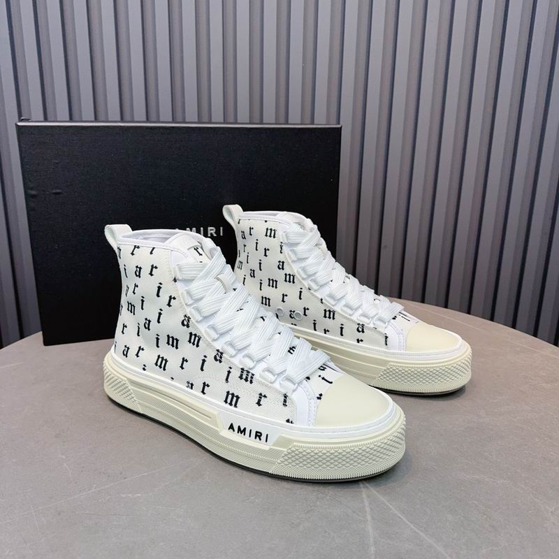 AMIRI White Letter-Print High-Top Sneakers