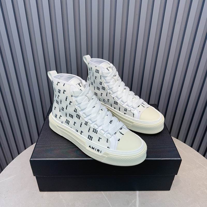 AMIRI White Letter-Print High-Top Sneakers