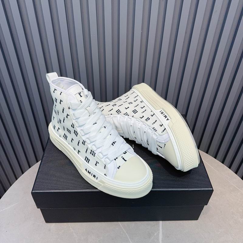 AMIRI White Letter-Print High-Top Sneakers