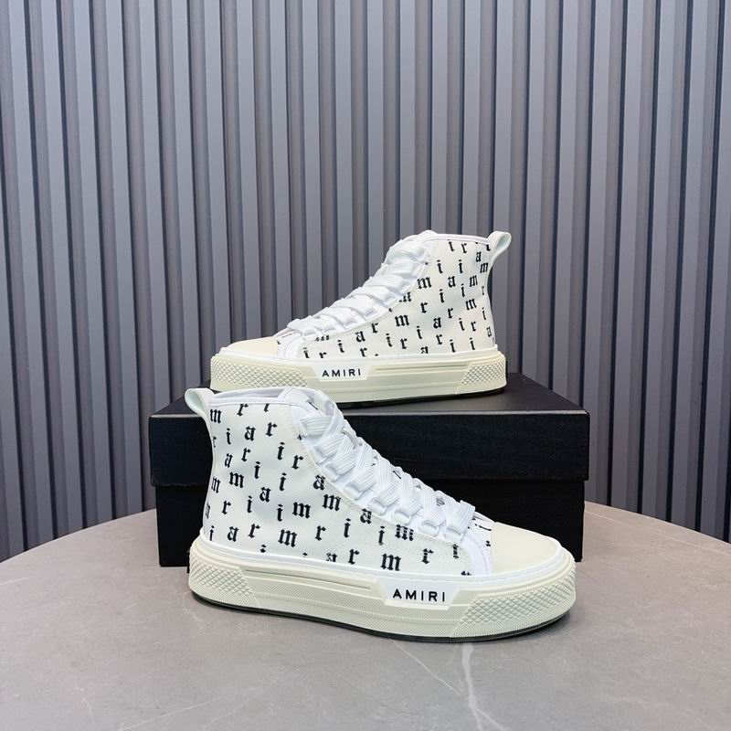 AMIRI White Letter-Print High-Top Sneakers