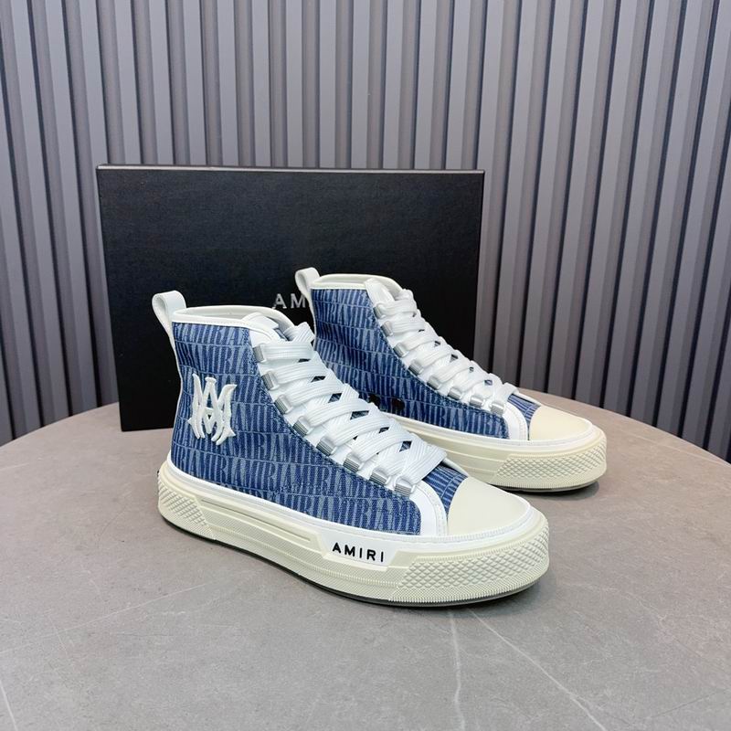 AMIRI Blue Monogram High-Top Sneakers