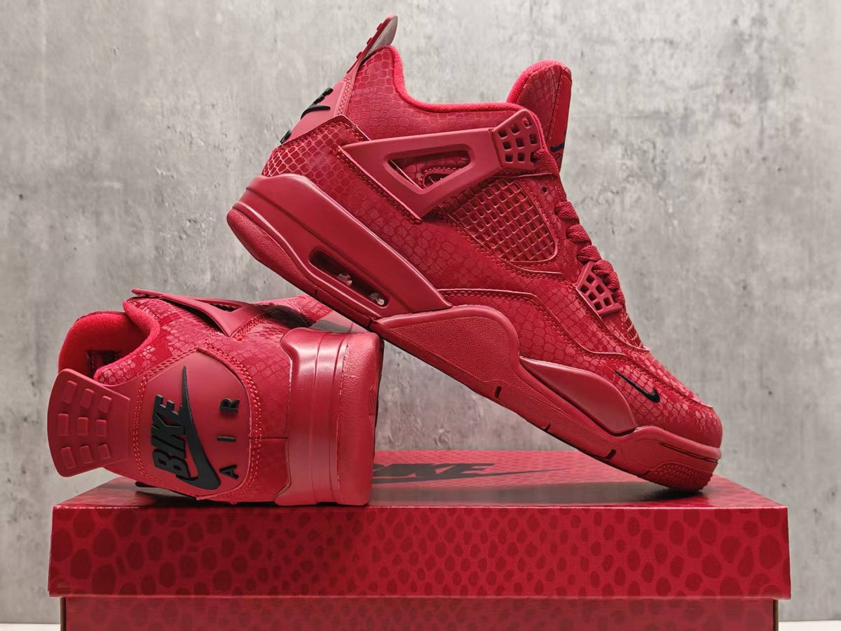 Air Jordan 4 Red Sneakers with Black Accents