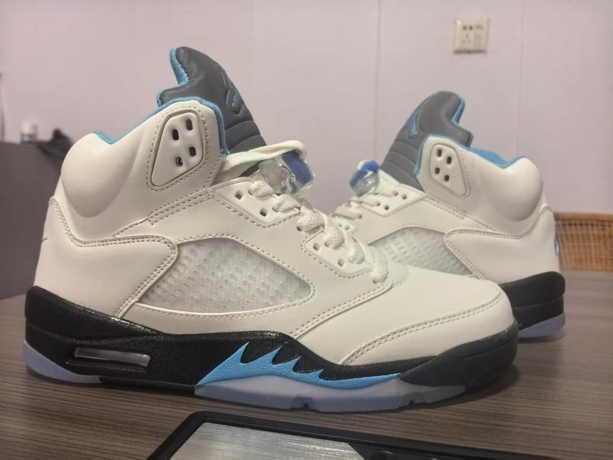Air Jordan 5 White & Light Blue Sneakers