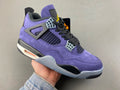 Air Jordan 4 Purple & Black Sneakers with Yellow Accents