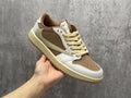 Air Jordan 1 Low Light Brown & White Reverse Swoosh Sneakers