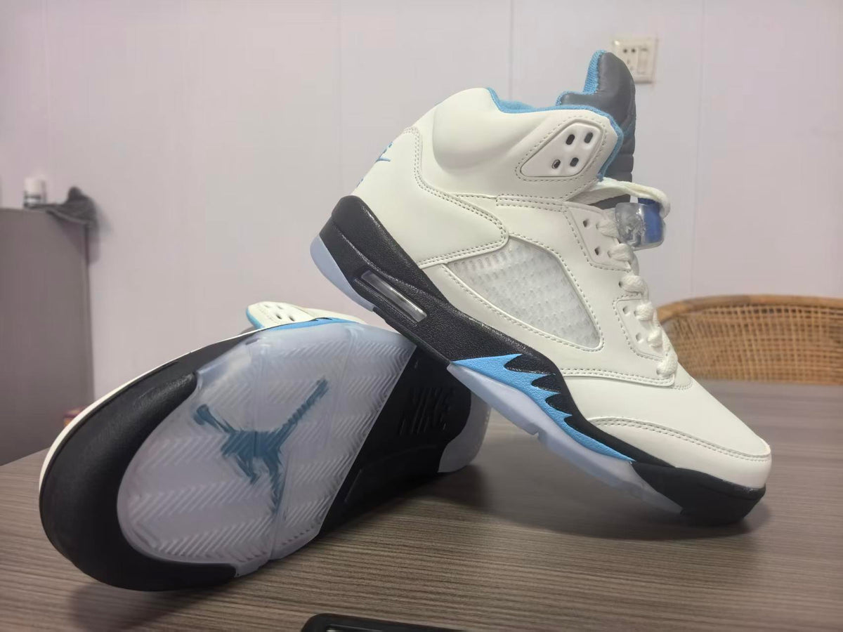 Air Jordan 5 White & Light Blue Sneakers