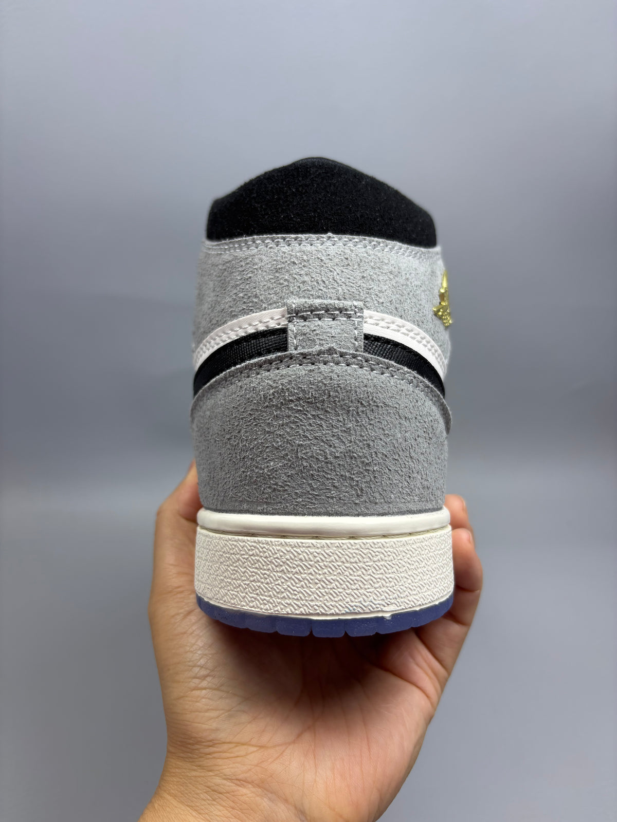 Air Jordan 1 High Grey & White Sneakers with Star Details