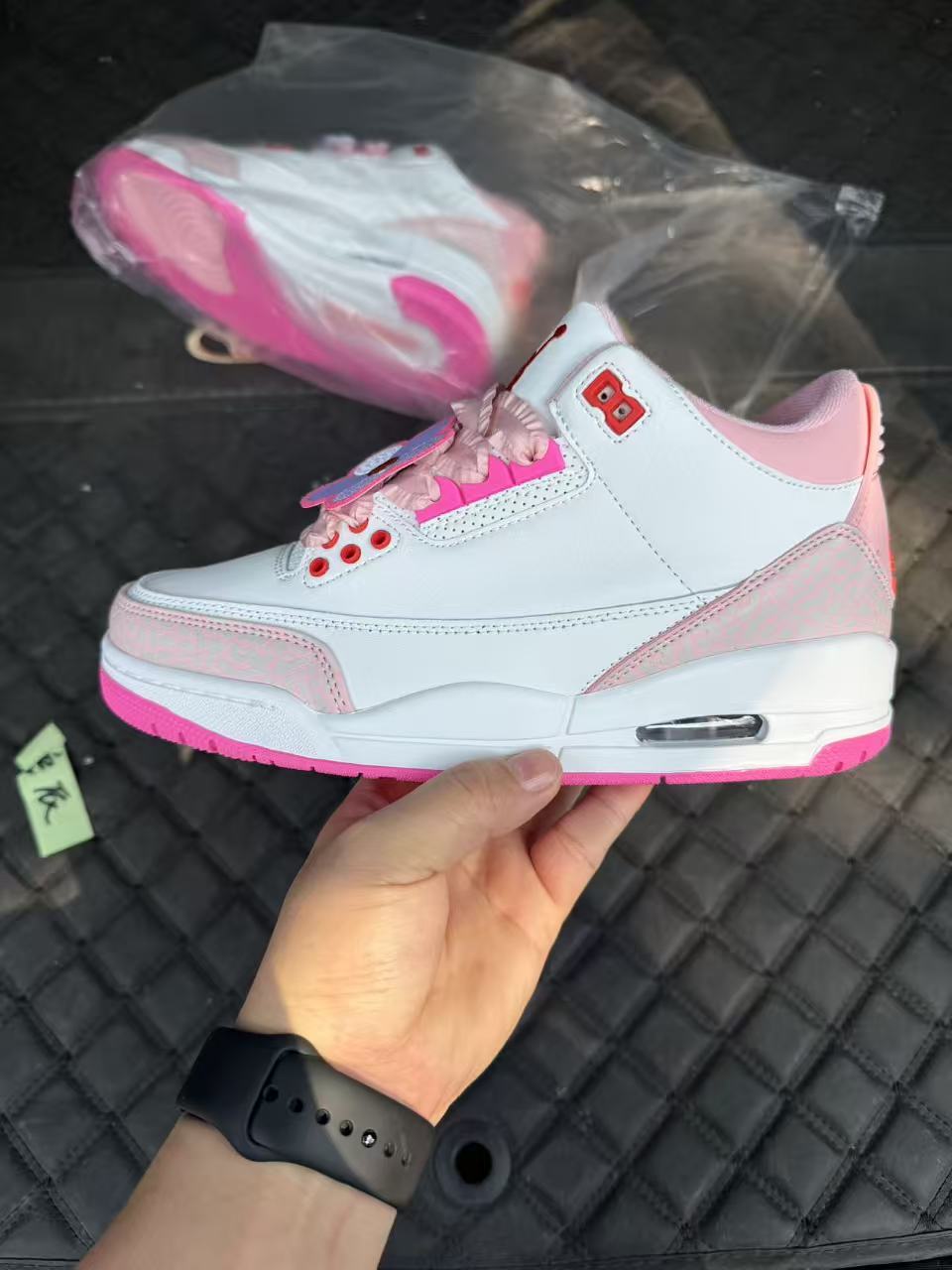 Air Jordan 3 White & Pink Sneakers with Flower Detail