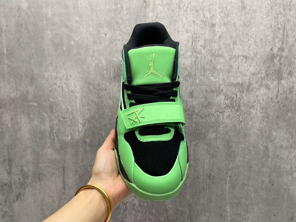 Jordan Bright Green & Black Strap Sneakers with Reverse Swoosh